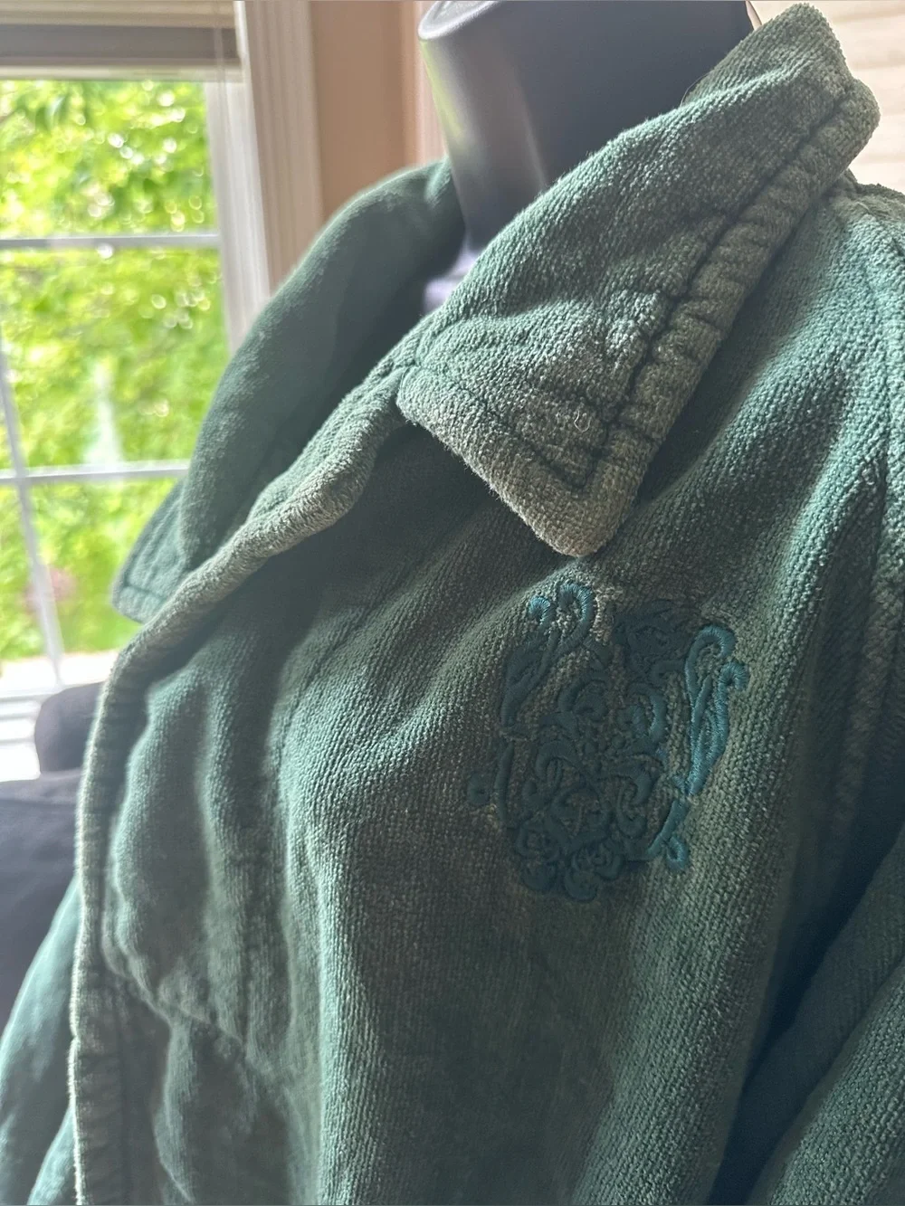 VINTAGE• Charter Club • forest green • 100% cotton • long spa bath robe • turkey